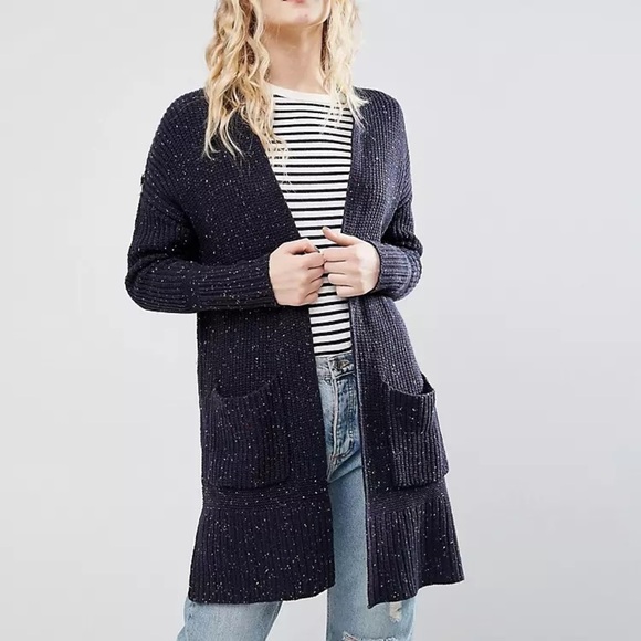 ASOS Ultimate Chunky Knit Navy Cardigan Sz 6 - Picture 4 of 9